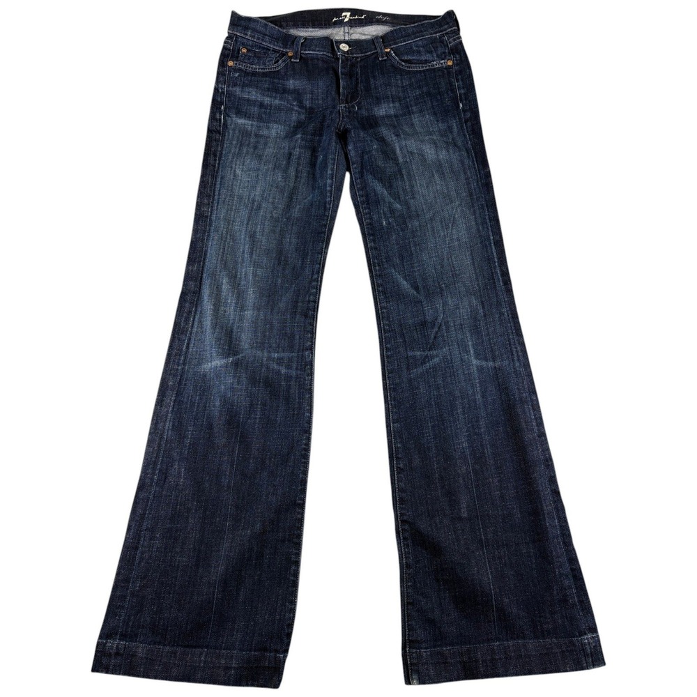 7 For All Mankind Dojo Jeans Womens 29 Dark Blue Western Bootcut Stretch Midrise